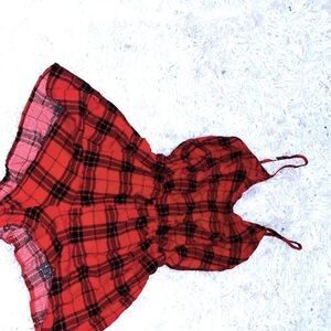 Cute black and red plaid romper!
